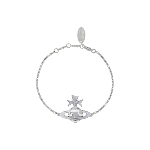 Vivienne Westwood Brass Saturn Styling Ribbon Decoration Wrapped Bracelet Women's Silver/Blue