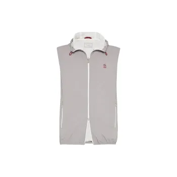 Brunello Cucinelli Logo Embroidered Zip Up Gilet