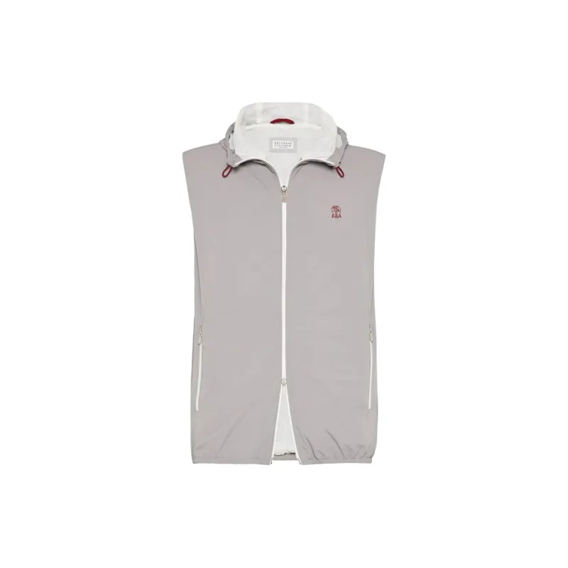 Brunello Cucinelli Logo Embroidered Zip Up Gilet-0