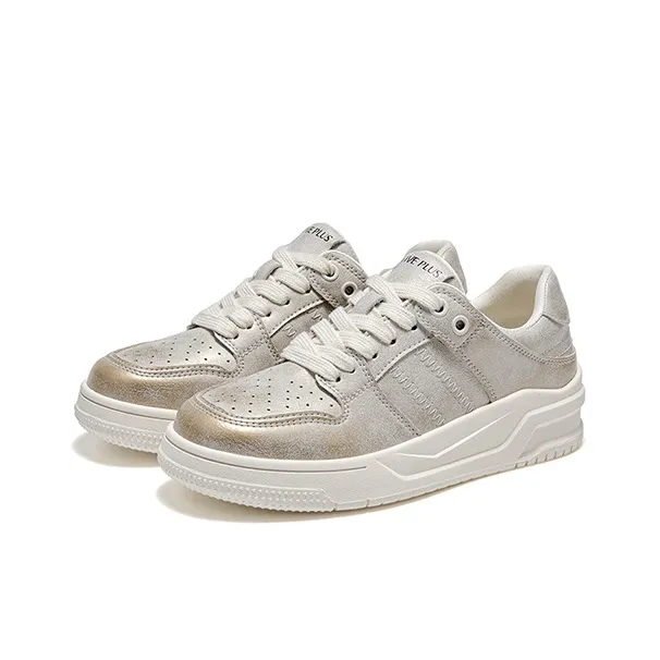 FIVE PLUS Low Top Skateboard Shoes Women's Silver Gray-2
