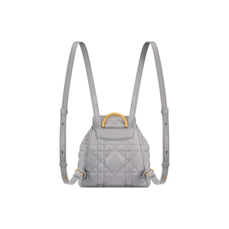 DIOR Caro Lambskin Backpack Small Size Women's Gray-2
