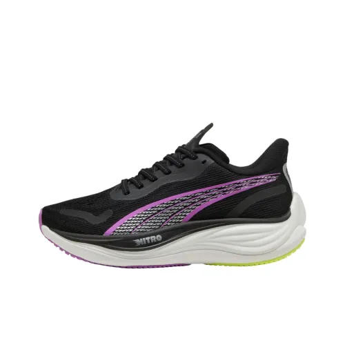 PUMA Velocity Nitro 3 Anti Slip Wear Resistant Low Top Casual Running Shoes Women's Black Purple