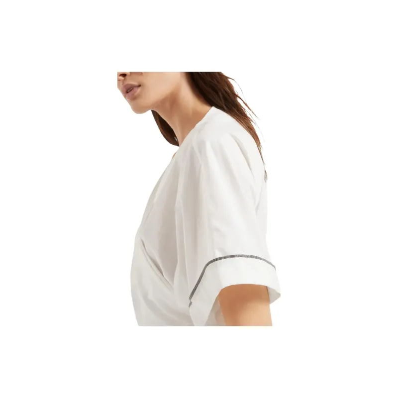 Brunello Cucinelli Shiny Trim Poplin Kimono Style Top-5