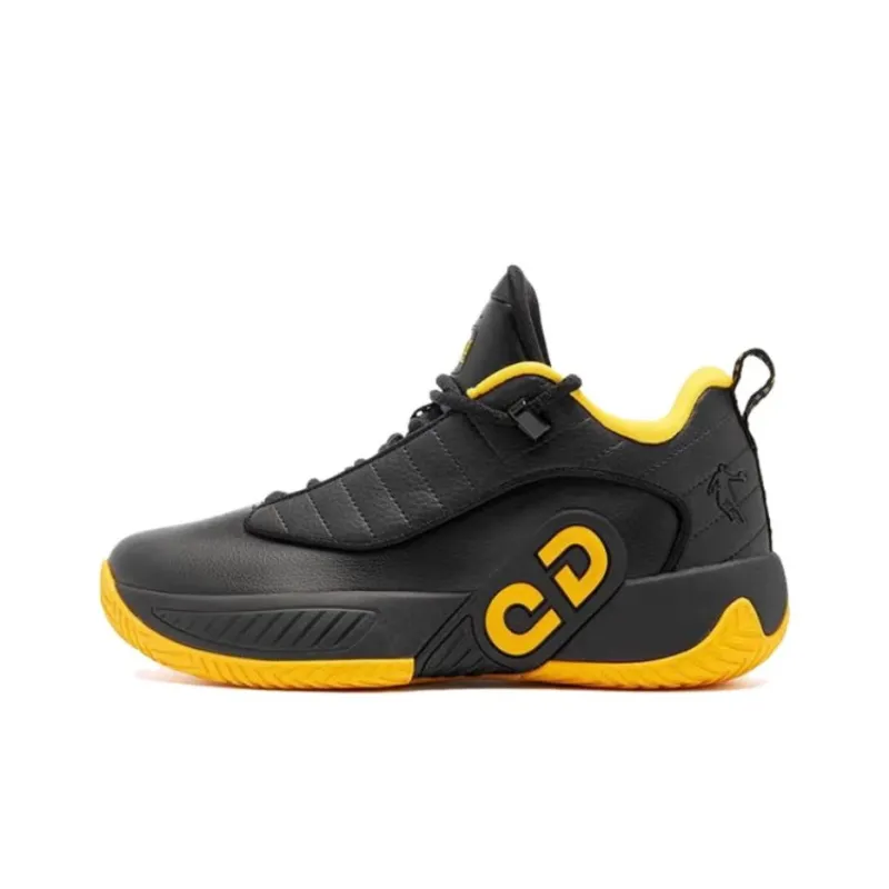 QIAODAN Anti-Slip Wear-Resistant Low-Top Basketball Shoes Women's Black Yellow-0