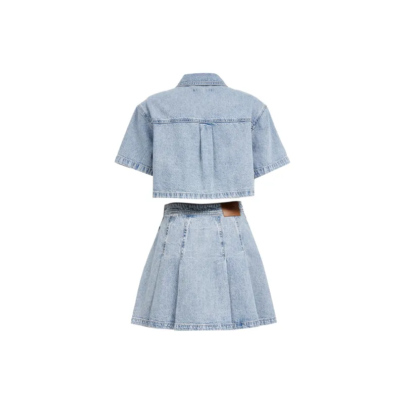 ONLY Skirt Set Women's Washed Denim Blue-1