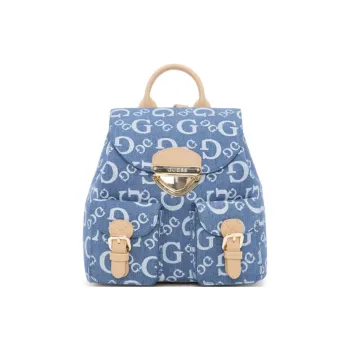 GUESS Fabric Artificial Leather Backpack Medium Size Women's Blue
