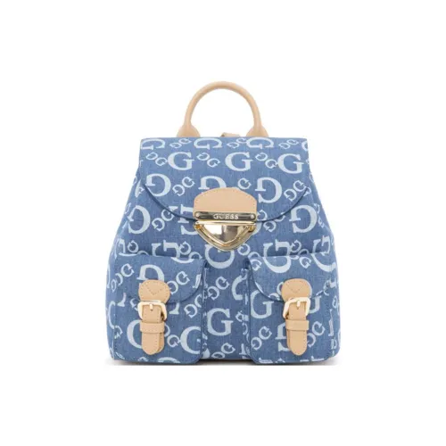 GUESS Fabric Artificial Leather Backpack Medium Size Women's Blue
