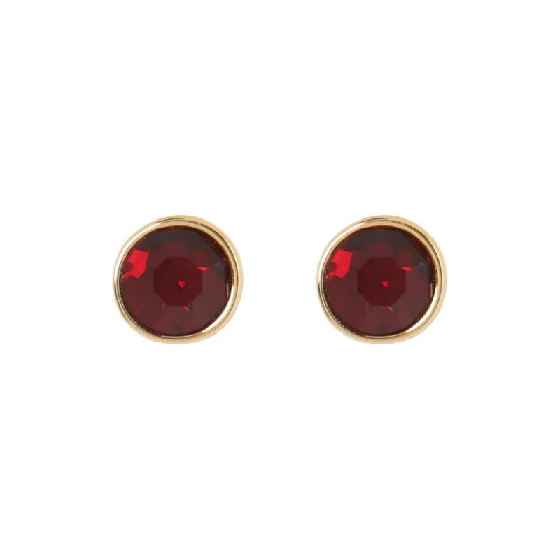 COACH Brass Stud Earrings Women's Gold/Red-3