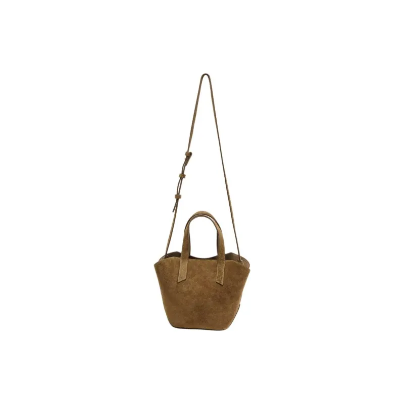 ZARA Cow Leather Tote Bag, Shopping Bag, Handbag Mini Women's Green-1