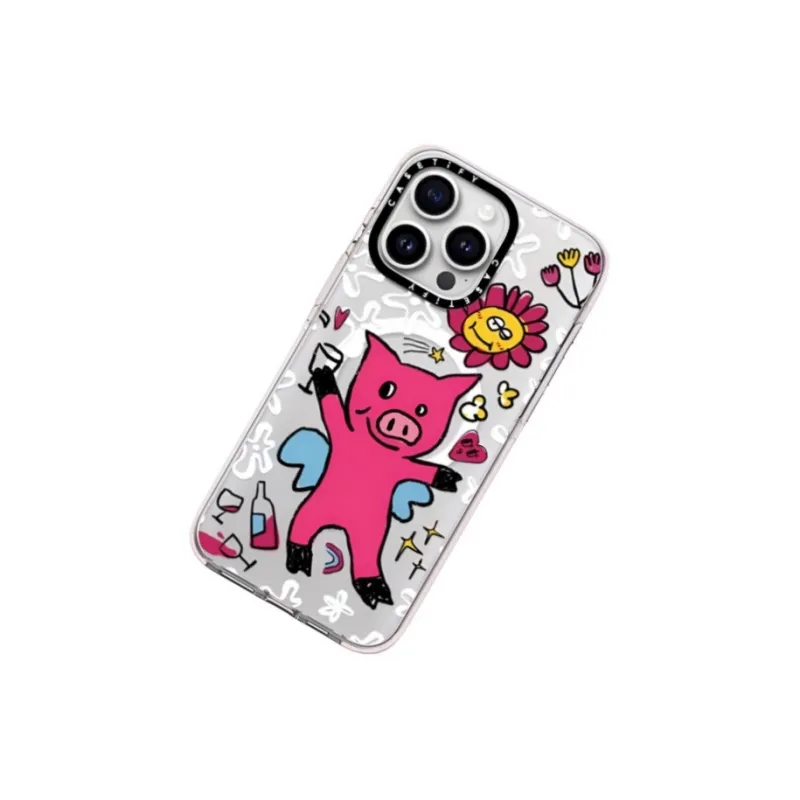 CASETIFY TPU Material Piggy Drunk, Impact Resistant Phone Cases Compatibility With IPhone 15/14/Pro/Pro Max Cute Style-2