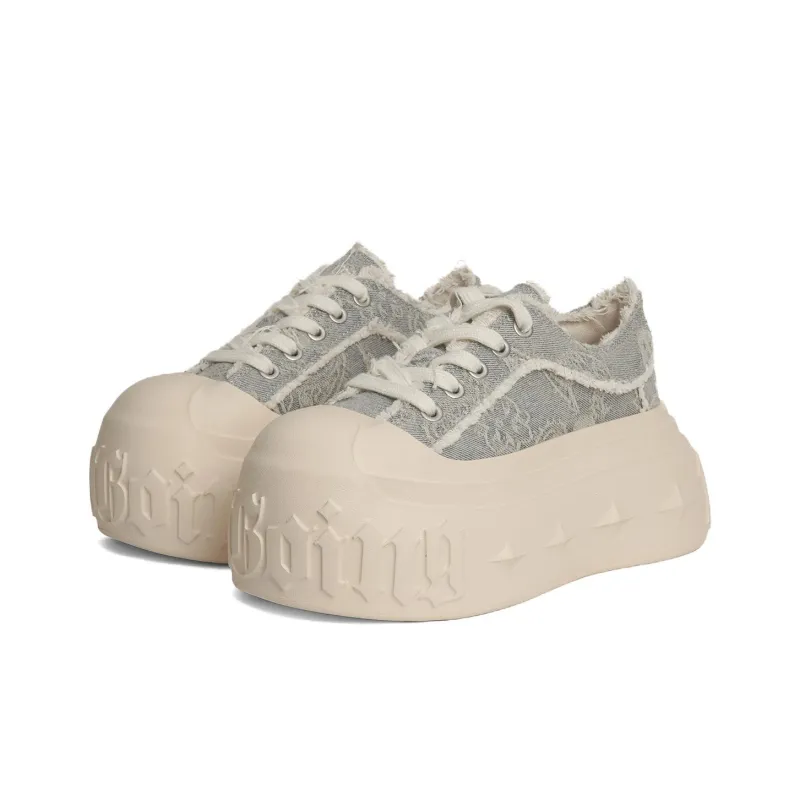 1807 Slip Resistant Height Increasing Coverage Low Top Canvas Shoes Unisex Blue Gray-1