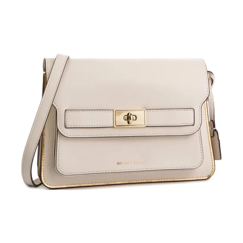 MICHAEL KORS Tatiana Cow Leather Trunk Bag Shoulder Bag Crossbody Bag Large Size Women's Cream White-0
