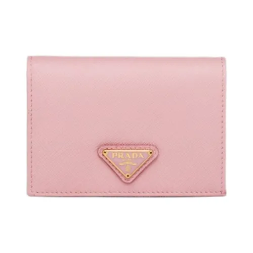 PRADA Saffiano Calfskin Wallet Small Size Women's Peach Pink