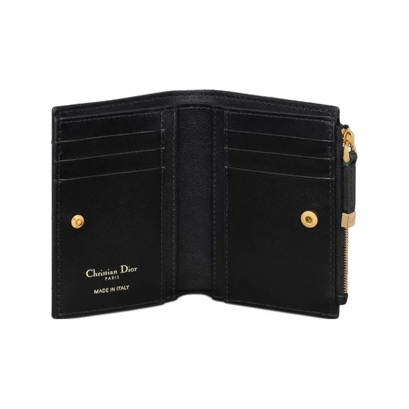 DIOR Caro Lambskin Wallet Women's Black-3