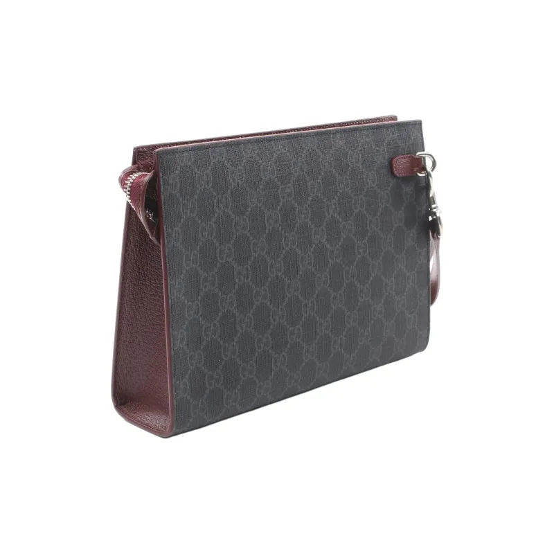 GUCCI Canvas Clutch Men's Black & Red-1