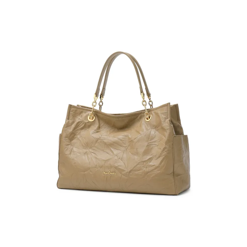 PIERRE CARDIN Cow Leather Tote Bag, Shopping Bag, Handbag Regular Women's Black/Brown-2