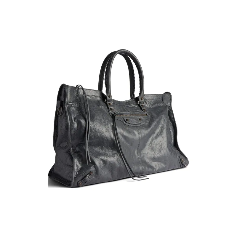 Balenciaga Lambskin One Shoulder Crossbody Handbag, Travel Bag Men's Volcanic Rock-3