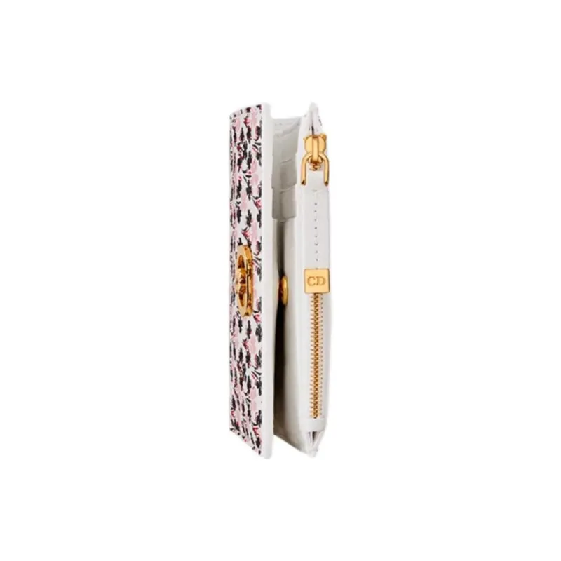 DIOR Caro Calfskin Wallet Women's White-2