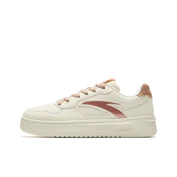 Anta Anti Slip And Wear Resistant Breathable Low Top Skateboard Shoes Women's Beige Red