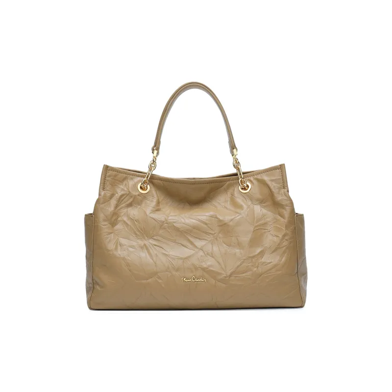 PIERRE CARDIN Cow Leather Tote Bag, Shopping Bag, Handbag Regular Women's Black/Brown-3