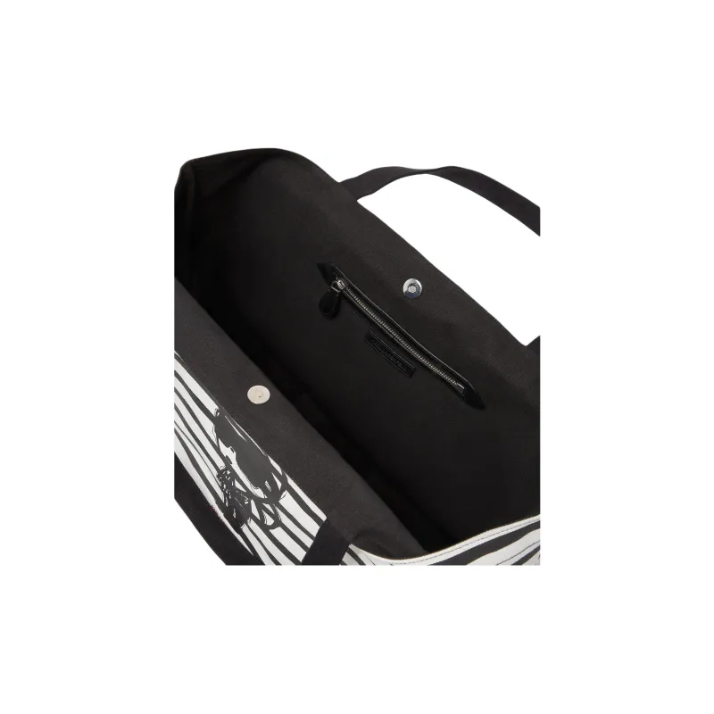 KARL LAGERFELD Recycled Cotton Tote Bag, Shopping Bag, Shoulder Bag Women's Black & White-2