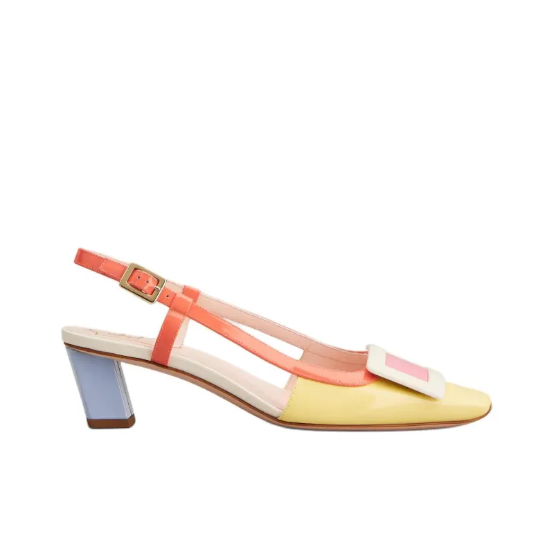 Roger Vivier Belle Vivier Block Heel High Heels 4.5cm Women's Yellow Blue-1