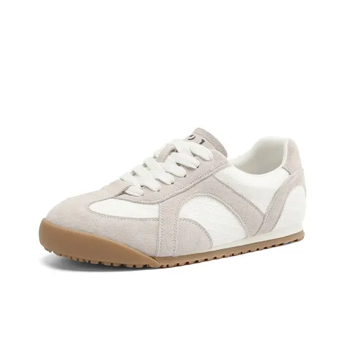 JOSINY Spring Lightweight Versatile Fashion Sports Flat Shoes Vintage White Sneakers Casual Shoes Women's Ecru