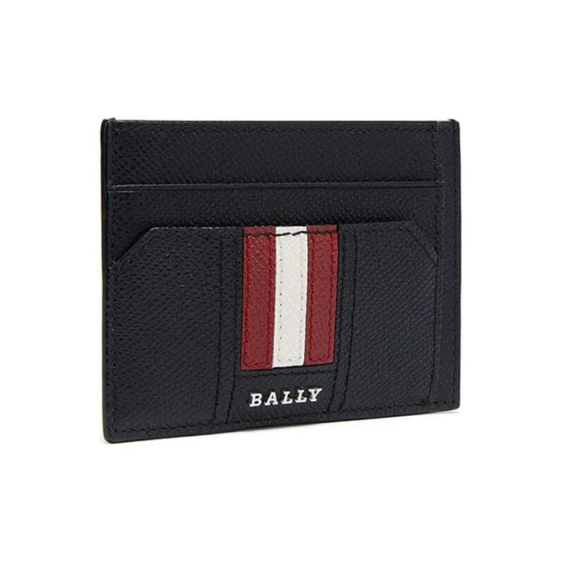 BALLY Textured Cow Leather Card Holder Ticket Holder Card Case Men's Black-2