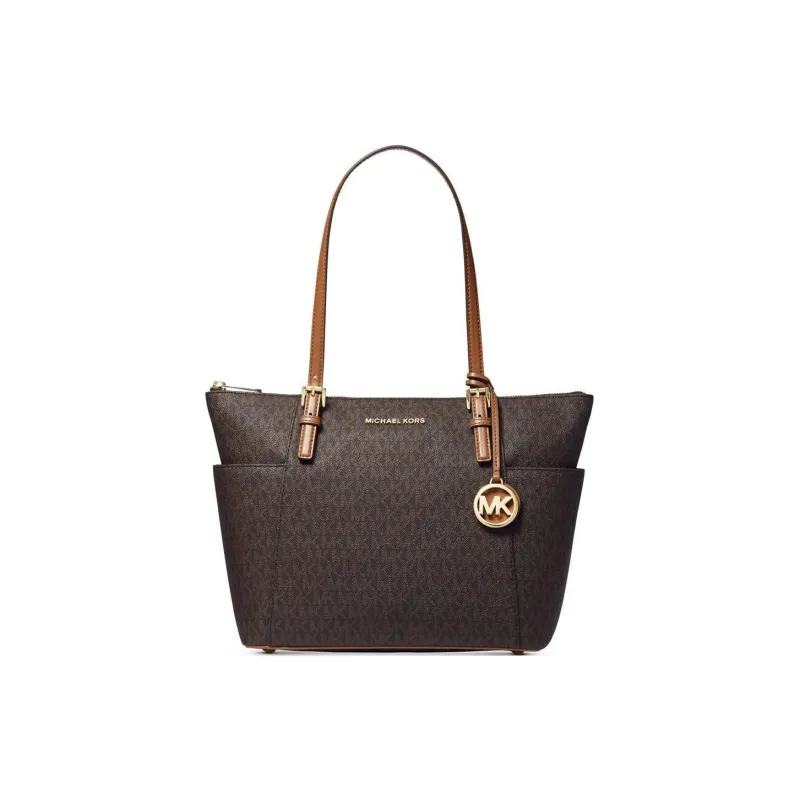 MICHAEL KORS Jet Set Leather Tote Bag, Shopping Bag, Handbag, Shoulder Bag Women's Brown-0