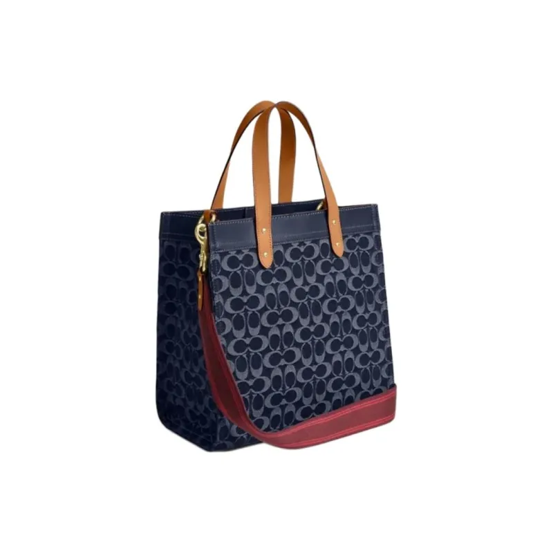COACH Field Fabric Tote Bag Shopping Bag Shoulder Bag Crossbody Bag Large Size Women's Denim Blue-1