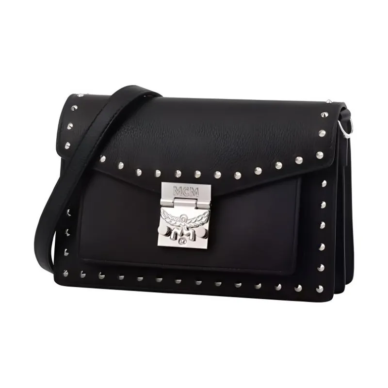 MCM Patricia Visetos Cow Leather Handbag Shoulder Bag Crossbody Bag Regular Women's Black-2