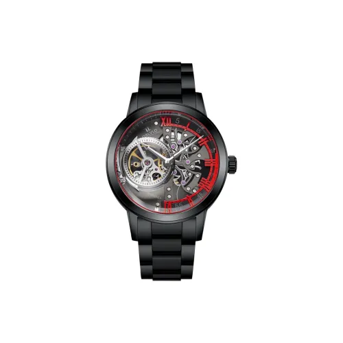 OBLVLO Automatic Mechanical Movement Stainless Steel Watchband Watch Men's Watches Black Dial