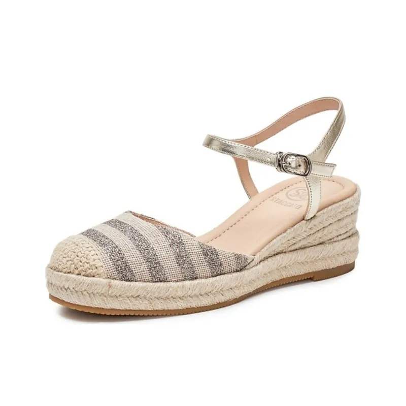 Staccato Natural Straw Woven High Heels 6cm Women's-5