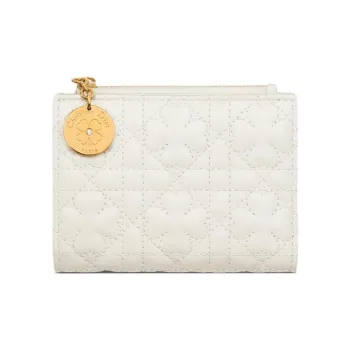 DIOR Lambskin Wallet Women's White