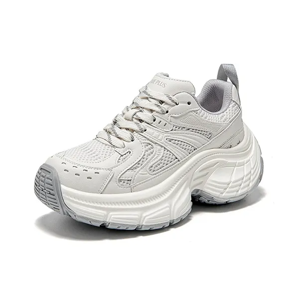 FIVE PLUS Anti Slip Wear Resistant Low Top Chunky Sneakers Women's Beige-1
