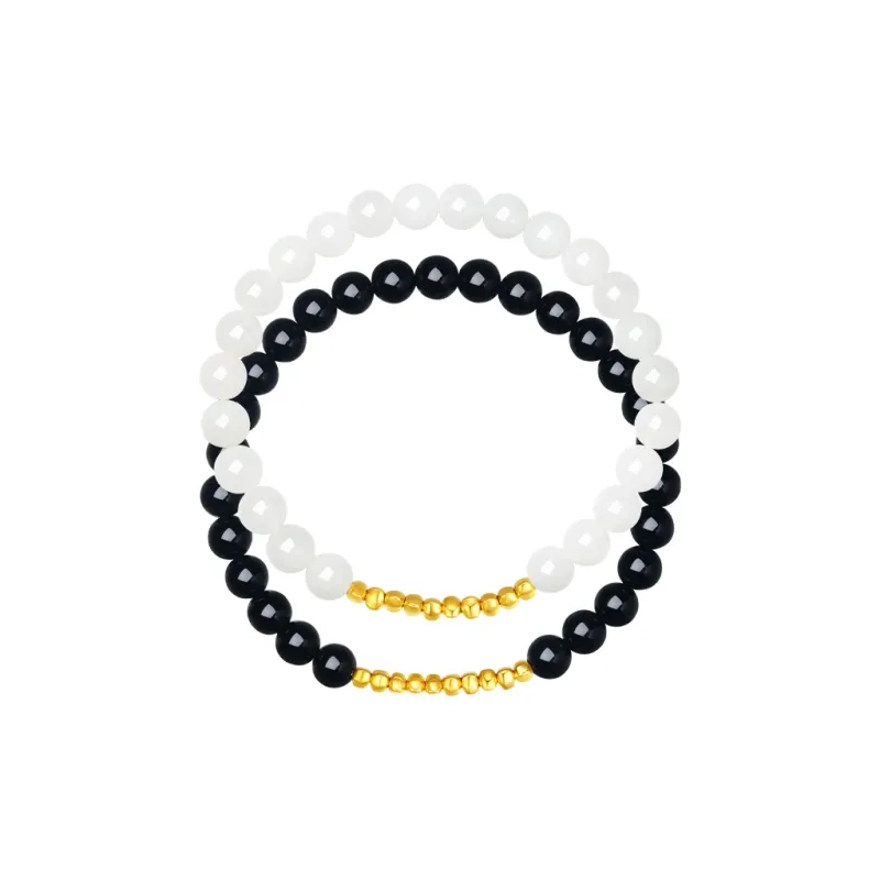 CHOW TAI SENG Agate Advanced Textured Beaded Bracelet Elegant Accessories Men's-12