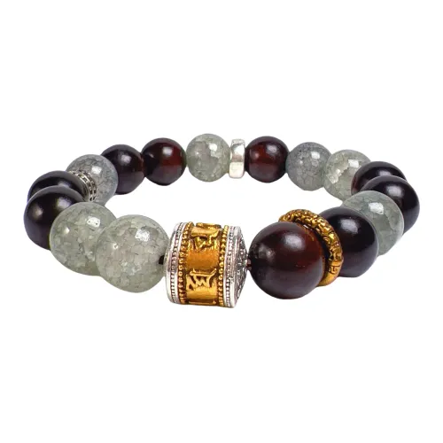 SIYIJIA Small Leaf Red Sandalwood Single Wrap Beaded Bracelet Unisex