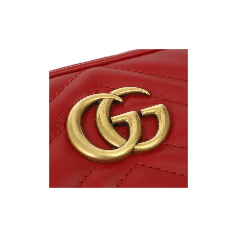 GUCCI Marmont Cow Leather Shoulder Bag Crossbody Bag Mini Women's Red-3