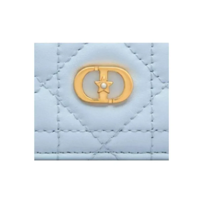 DIOR Caro Lambskin Card Holder Women's Blue-6