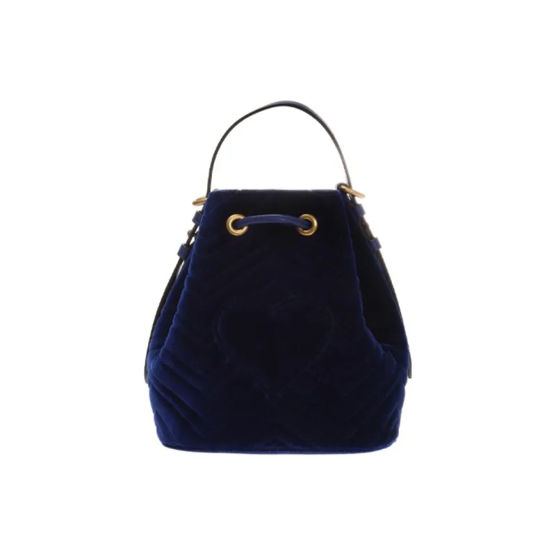 GUCCI Marmont Velvet Bucket Bags Shoulder Bag Crossbody Bag Handbag Women's Blue-3
