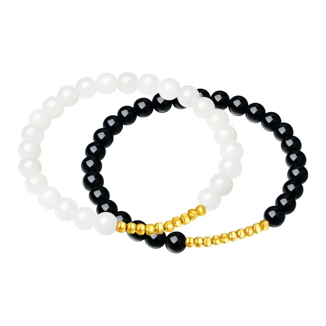 CHOW TAI SENG Agate Advanced Textured Beaded Bracelet Elegant Accessories Men's-11