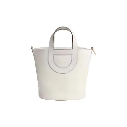HERMES In The Loop Clemence Bullock Leather Swift Calfskin Pig Nose Basket Bag Bucket Bag Handbag Women
s New White