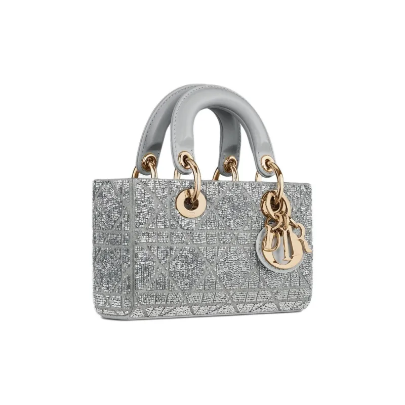 DIOR Lady D JOY Cotton Shoulder Bag, Crossbody Bag, Handbag Mini Women's Gray-3