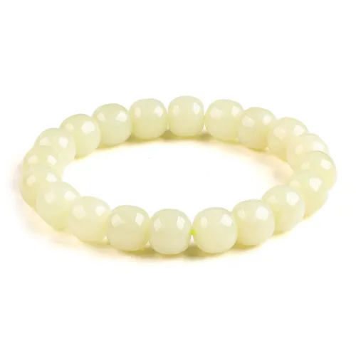 TAMINA Hetian Jade Bracelets Pale Greenish White Jade Unisex