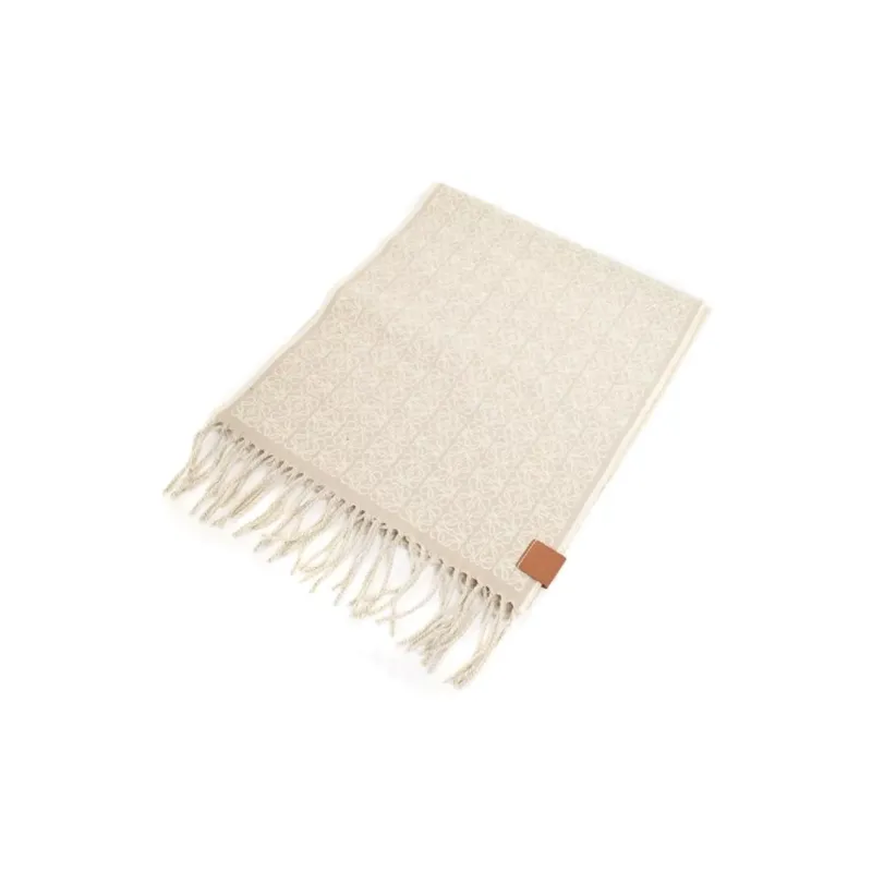 LOEWE Cashmere Knit Scarves Women's Beige-0