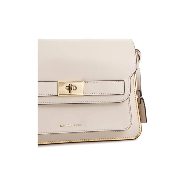 MICHAEL KORS Tatiana Cow Leather Trunk Bag Shoulder Bag Crossbody Bag Large Size Women's Cream White-3