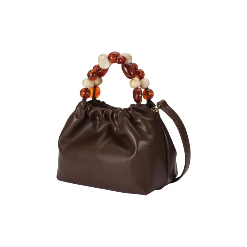 AJIDOU Artificial Leather One Shoulder Handbag Small Size Women's Coffee-1