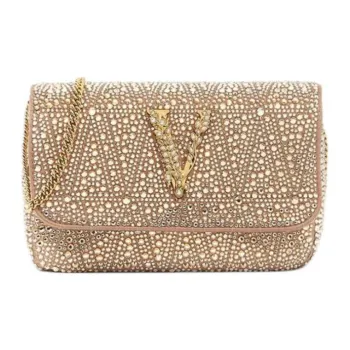 VERSACE Virtus Viscose Blended Mulberry Silk Crossbody Bag Shoulder Bag Mini Women's Beige