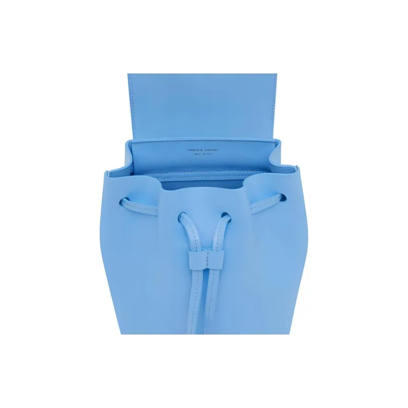 MANSUR GAVRIEL Smooth Calf Leather Backpack Mini Women's Blue-4