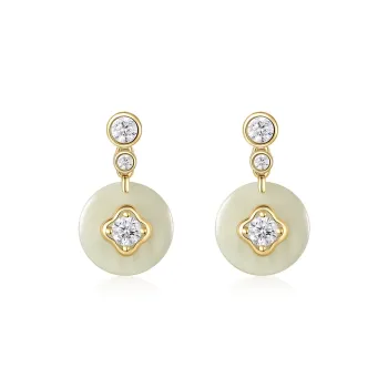 Gongzhu Earrings Green Jade Women's